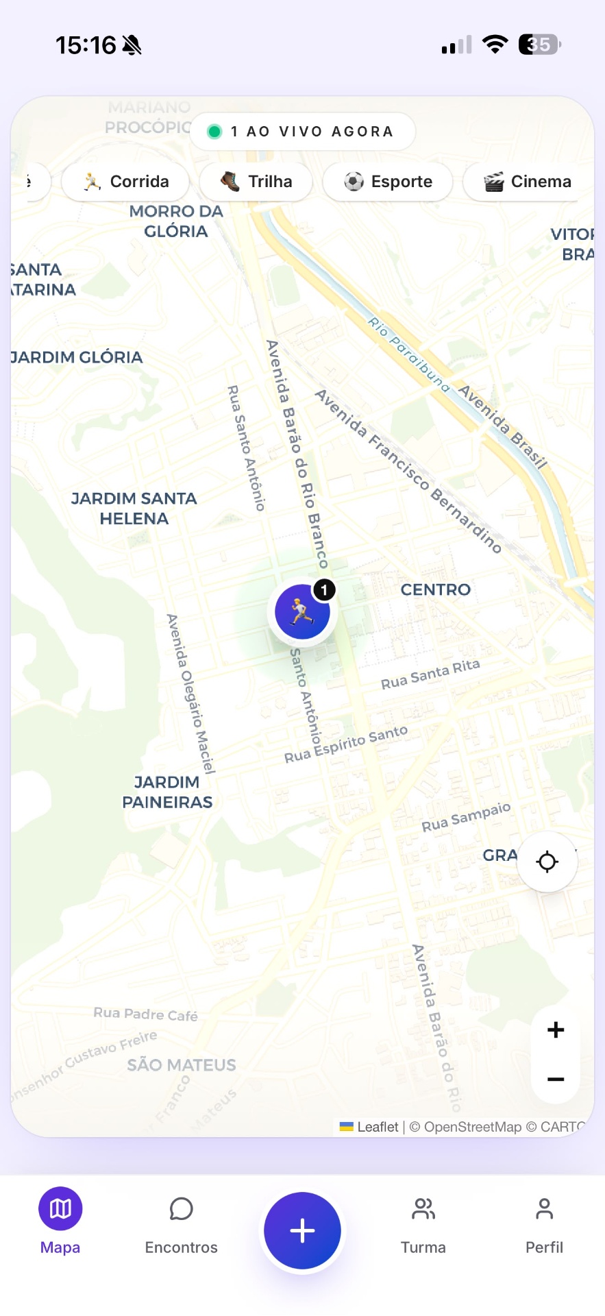 Tela do aplicativo Turmaí